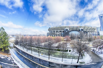 Image showing snow and ice covered city and streets of charlotte nc usa