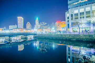 Image showing skyline of providence rhode island skyline through a fisheye len