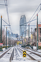 Image showing snow and ice covered city and streets of charlotte nc usa