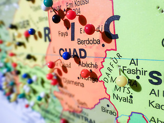 Image showing pins over chad country map