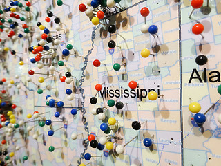 Image showing mississippi pins on a map