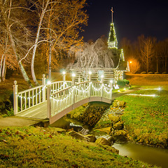 Image showing tiny chapel with lighting at night