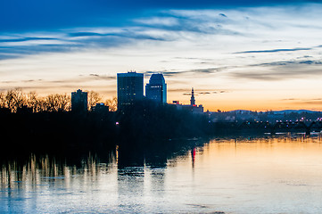 Image showing early morning sunrise over springfield massachusetts