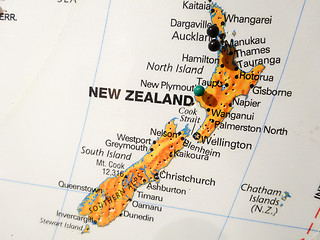 Image showing city pin on new zealand map