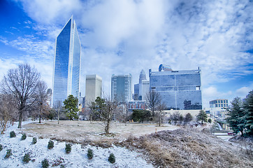 Image showing snow and ice covered city and streets of charlotte nc usa