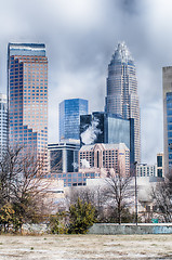 Image showing snow and ice covered city and streets of charlotte nc usa