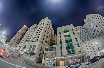 Image showing skyline of providence rhode island skyline through a fisheye len