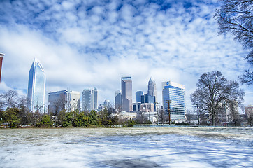 Image showing snow and ice covered city and streets of charlotte nc usa