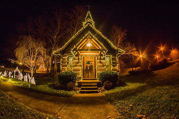 Image showing tiny chapel with lighting at night