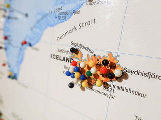 Image showing iceland pins on a map