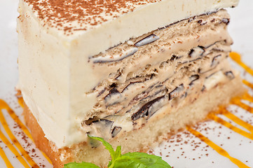 Image showing chocolate cake with jam ice cream