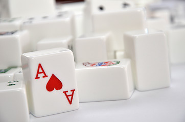 Image showing Mahjong set with red Ace 