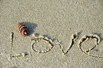 Image showing LOVE word on the beach. 