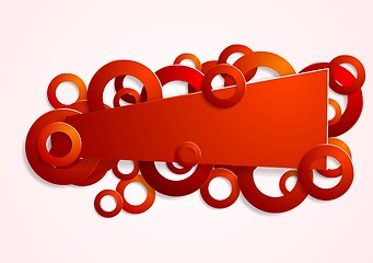 Image showing Abstract red banner with circles