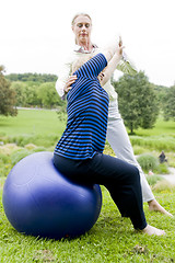 Image showing Physiotherapy with ball