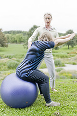 Image showing Physiotherapy with ball