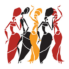 Image showing African dancers silhouette set.