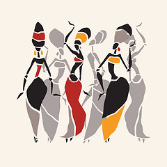 Image showing African dancers silhouette set.