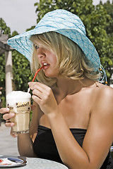 Image showing young woman in Icecoffee