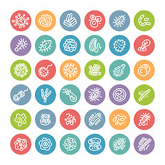Image showing Set of Flat Round Icons with Bacteria and Germs
