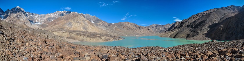 Image showing Tajikistan turquoise lake panorama