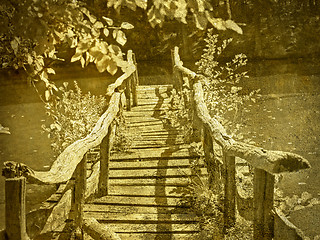 Image showing Od wooden bridge in vintage look