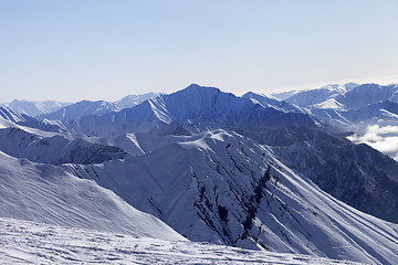 Image showing Ski slope in winter morning