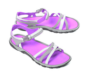 Image showing Pair of summer sandals on white background