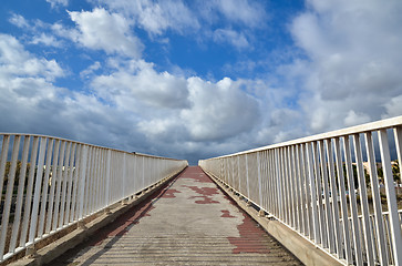 Image showing Footbridge with white fence