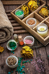 Image showing wooden box with accessories for Spa treatments