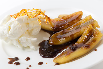 Image showing Fried banana dessert side view