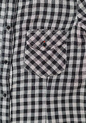 Image showing Pocket gray and black plaid shirt