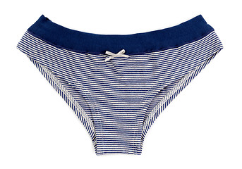Image showing Blue and white striped women's Cotton panties simple.
