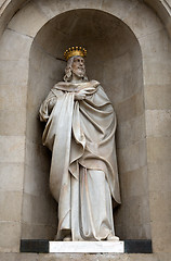 Image showing sculpture on the facade in barcelona