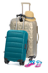 Image showing Suitcase with summer accessories 