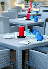 Image showing Beautiful tables in the cafe  