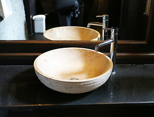 Image showing Beautiful washbasin in the bathroom 