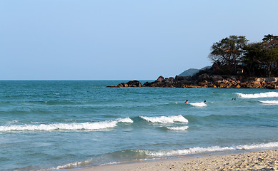 Image showing Beautiful large sea waves