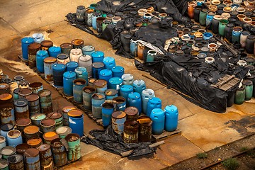 Image showing Several barrels of toxic waste 