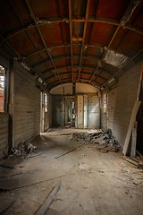 Image showing Messy vehicle interior of a train carriage