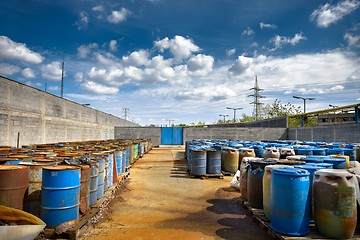 Image showing Several barrels of toxic waste 