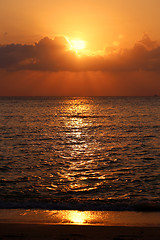 Image showing Sunset in the sea 