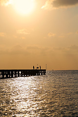 Image showing Sunset in the sea 