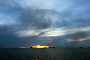 Image showing Sunset in the sea 