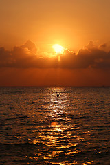 Image showing Sunset in the sea 