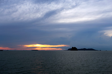 Image showing Sunset in the sea 