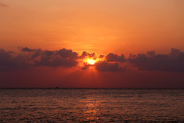 Image showing Sunset in the sea 