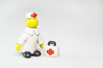 Image showing Plasticine doctor with first aid kit 