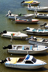 Image showing Motorboats moored