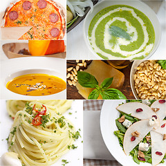 Image showing healthy and tasty Italian food collage